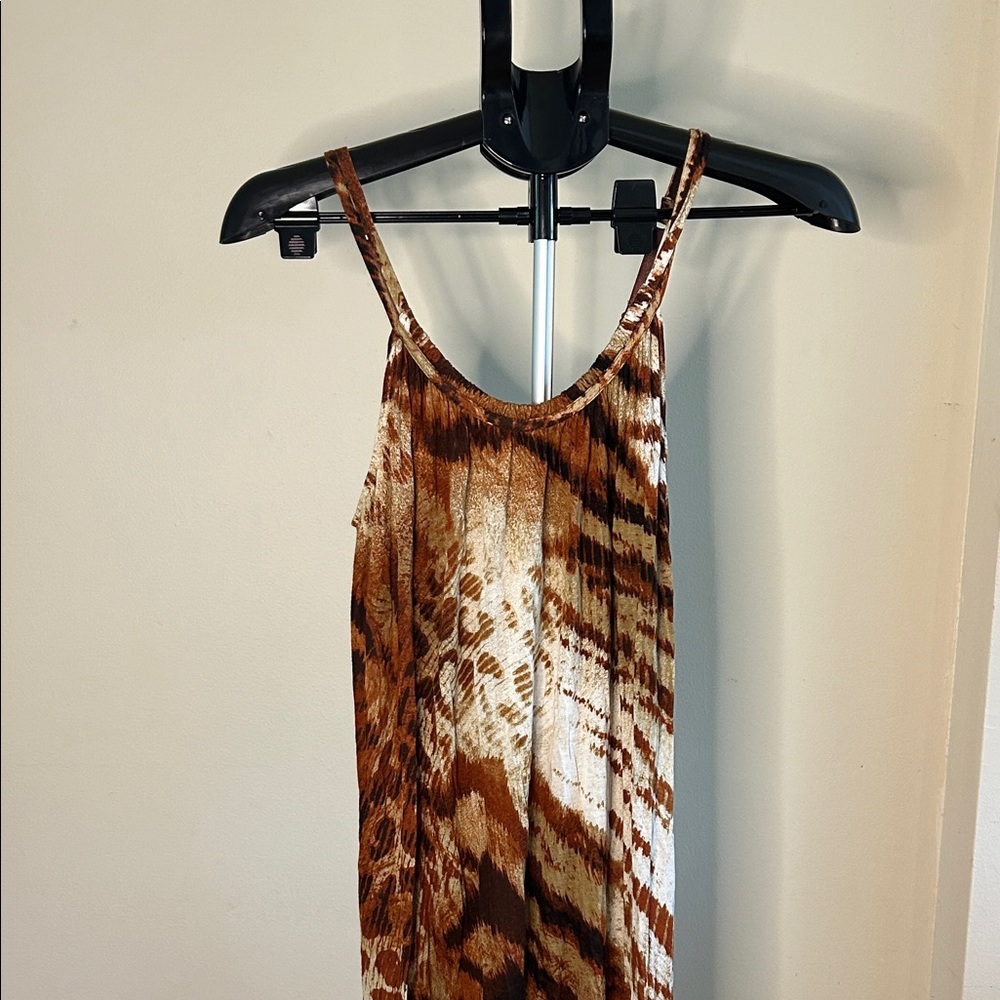 Natori Brown and Cream Patterned Dress